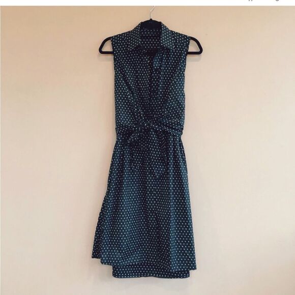 Club‎ Monaco Polka Dot Black Cotton Button Down Shirt Dress 00 - Picture 1 of 5